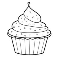 Minimalist vector outline of a cupcake icon for versatile use.