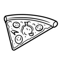 Tasty pizza slice outline icon in vector format for culinary designs.