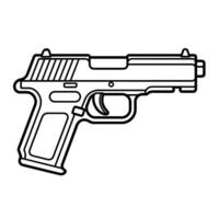 Modern semi-automatic pistol gun outline icon in vector format for firearm designs.