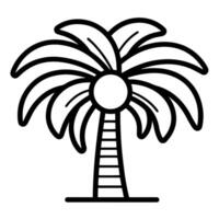 Graceful coconut tree outline icon in vector format for tropical designs.