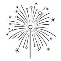 Vibrant fireworks outline icon in vector format for celebratory designs.