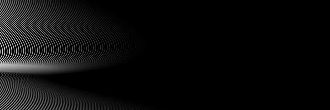 Dark abstract background with glowing wave. Shiny moving lines design element. Futuristic technology concept. Vector illustration