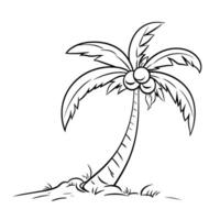 Exotic tropical palm tree outline icon in vector format for beach designs.