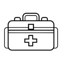 Handy first aid kit outline icon in vector format for medical designs.