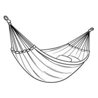 Relaxing hammock outline icon in vector format for leisure designs.