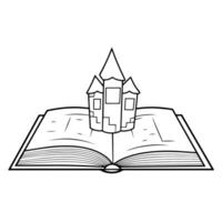 Elegant vector outline of a book with castle icon for versatile use.