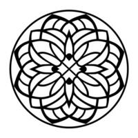 Intricate outline icon of an abstract mandala pattern in vector, ideal for artistic designs. vector