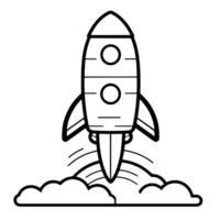 Sleek rocket outline icon in vector format for space-themed designs.