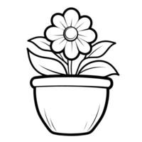 Charming flower pot outline icon in vector format for gardening designs.