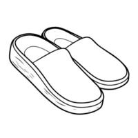 Comfortable slipper outline icon in vector format for footwear designs.