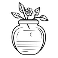 Charming jar with flower outline icon in vector format for botanical designs.