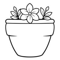 Charming flower pot outline icon in vector format for gardening designs.