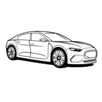 Sleek electric car outline icon in vector format for eco-friendly designs.