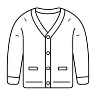 Minimalist vector outline of a cardigan icon for versatile use.