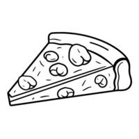 Tasty pizza slice outline icon in vector format for culinary designs.