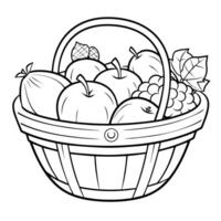 Elegant fruit basket outline icon in vector format for healthy designs.