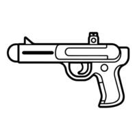 Sleek gun outline icon in vector format for weapon designs.