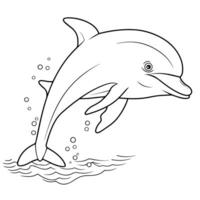 limpiar vector contorno de un delfín icono para versátil aplicaciones