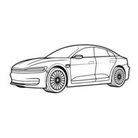 Sleek electric car outline icon in vector format for eco-friendly designs.