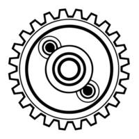 Sleek gear outline icon in vector format for mechanical designs.