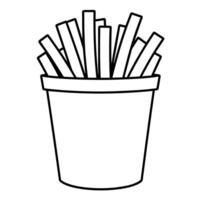 Sleek French fries outline icon in vector format for fast food designs.