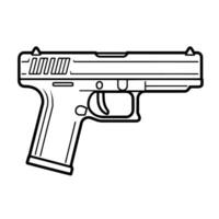 Modern semi-automatic pistol gun outline icon in vector format for firearm designs.