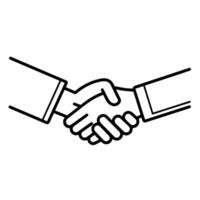 Professional handshake outline icon in vector format for business designs.