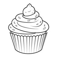 Minimalist vector outline of a cupcake icon for versatile use.