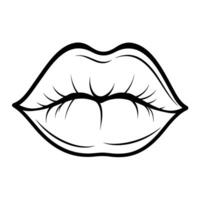 Chic lips outline icon in vector format for beauty designs.