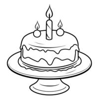 Charming birthday cake outline icon in vector format for celebrations.
