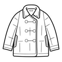 Stylish pea coat outline icon in vector format for fashion designs.