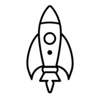 Sleek rocket outline icon in vector format for space designs.