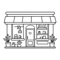 Chic shop outline icon in vector format for retail designs.