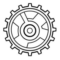 Sleek gear outline icon in vector format for mechanical designs.