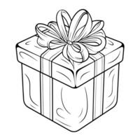 Charming gift box outline icon in vector format for festive designs.