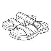 Stylish sandal outline icon in vector format for footwear designs.