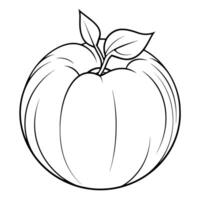 Juicy peach outline icon in vector format for fruit designs.