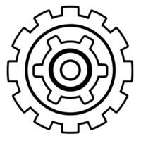 Sleek gear outline icon in vector format for mechanical designs.