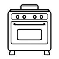 Modern cooking stove outline icon in vector format for kitchen designs.