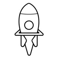 Sleek rocket outline icon in vector format for space designs.