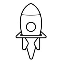 Sleek rocket outline icon in vector format for space designs.