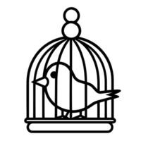 Elegant bird cage outline icon in vector format for ornamental designs.