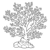 Delicate coral outline icon in vector format for marine designs.