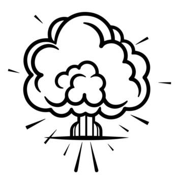 Dynamic explosion smoke outline icon in vector format.