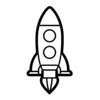 Sleek rocket outline icon in vector format for space-themed designs.