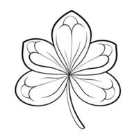 Vector illustration of a minimalist four-leaf clover outline icon for diverse design applications.