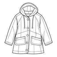 Functional raincoat outline icon in vector format for rainy day designs.