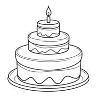 Charming birthday cake outline icon in vector format for celebrations.