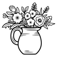 Elegant flower vase outline icon in vector format for decorative designs.