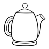 Classic kettle outline icon in vector format for kitchen designs.